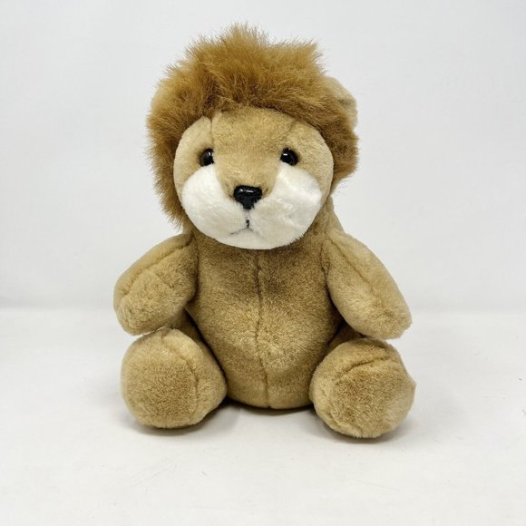 Lion Plush Stuffed Animal Logo Bear Plush 1985 Brown Toy  Sitting 9" - Picture 1 of 8